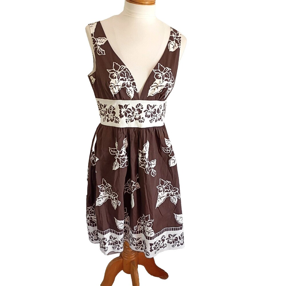 A.P.N.Y. Brown Hawaiaan  Floral Sun Dress Sleeveless Size 8